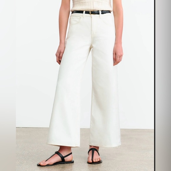 Maje High-Waisted Wide-Leg Jeans White, US 6 - Picture 3 of 16